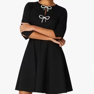 Kate Spade Black Pearl Bow Ponte Dress (size s)